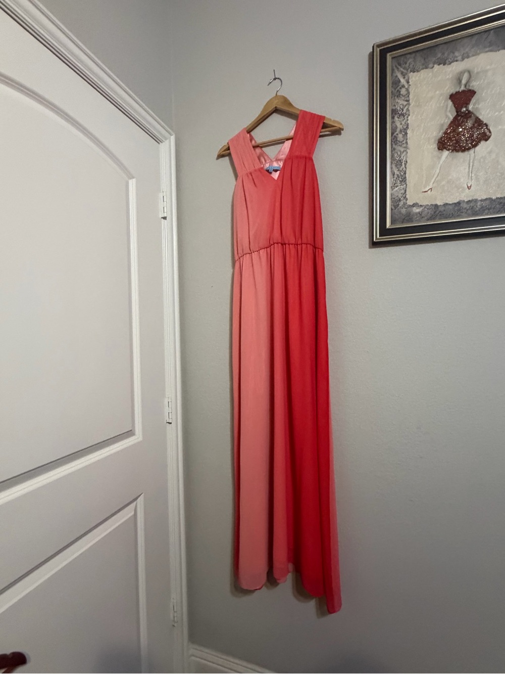 ANTONIO MELANI Coral and Pink Ombre Sleeveless Maxi Dress